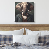 Olifant in een pak | Dierenkunst | Dier in een pak Canvas Afdruk (Insitu (Slaapkamer))