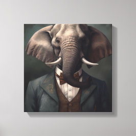 Olifant in een pak | Dierenkunst | Dier in een pak Canvas Afdruk