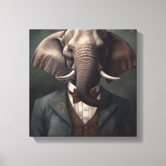 Olifant in een pak | Dierenkunst | Dier in een pak Canvas Afdruk (Voorkant)