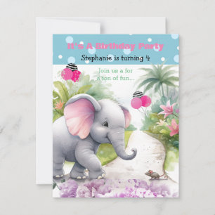 Olifant in een tuin verjaardagsuitnodiging kaart