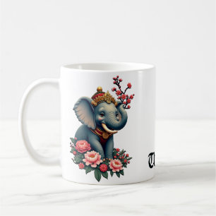 Olifant in een zee van bloemen koffiemok