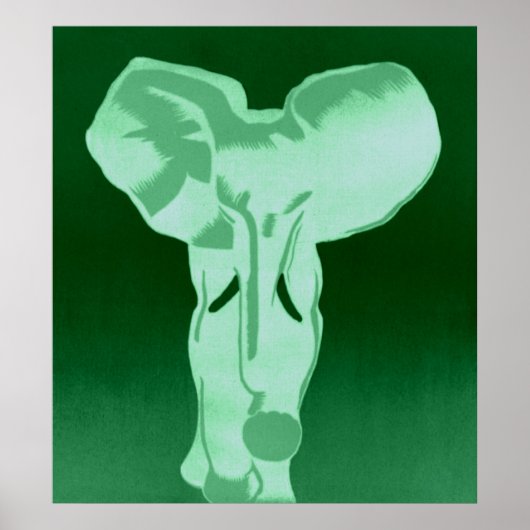 Olifant in groen poster (Voorkant)