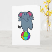 Olifant in het circus met circusbal kaart (Gele Bloem)