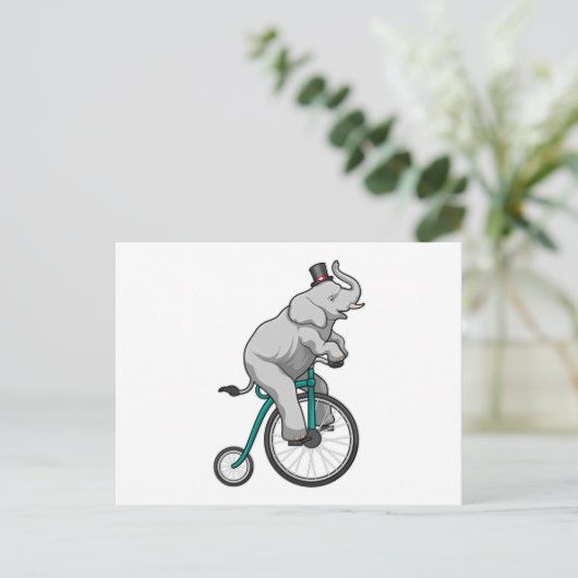 Olifant in het circus met fiets briefkaart (Staand voorkant)