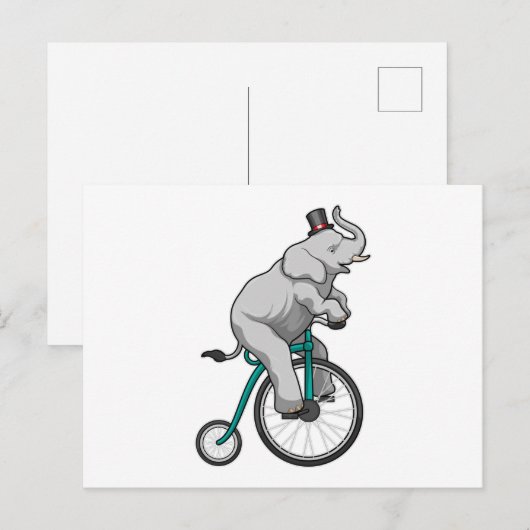 Olifant in het circus met fiets briefkaart (Voorkant / Achterkant)