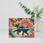 Olifant in het zwembad briefkaart (Staand voorkant)