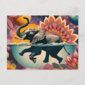 Olifant in het zwembad briefkaart (Voorkant)