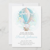 Olifant in Hete Luchtballon Baby shower Invitation Kaart (Voorkant)