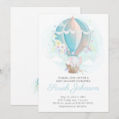 Olifant in Hete Luchtballon Baby shower Invitation Kaart (Voorkant / Achterkant)