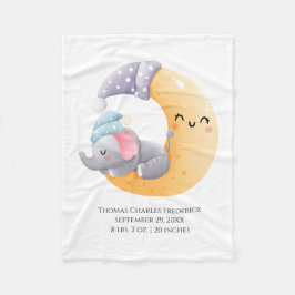 Olifant in Maan Persoonlijke Geboorte Stats Baby Fleece Deken