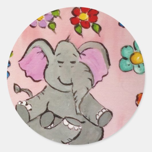 Olifant in meditatie ronde sticker (Voorkant)