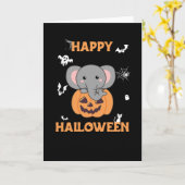 Olifant in pompoen Cute Olifant Fijne Halloween Kaart (Gele Bloem)