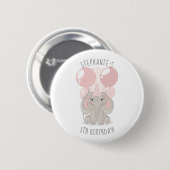 Olifant in Verjaardagsfeestje Pet Button (Voorkant /achterkant)