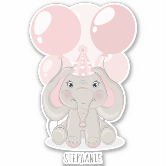 Olifant in Verjaardagsfeestje Pet Sticker (Voorkant)
