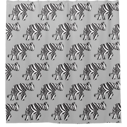 Olifant in Zebra Print Douchegordijn (Voorkant)