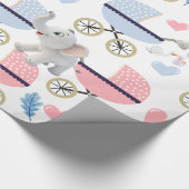 Olifant Inpakpapier Babywagen Roze & Blauw (Hoek)