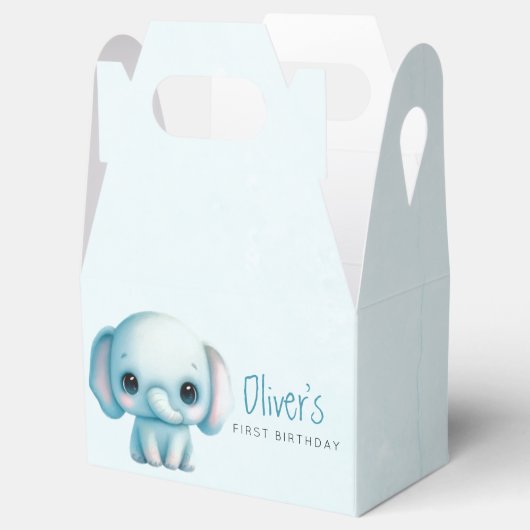 Olifant jongen 1e verjaardag bedankdoosjes (Geopend)