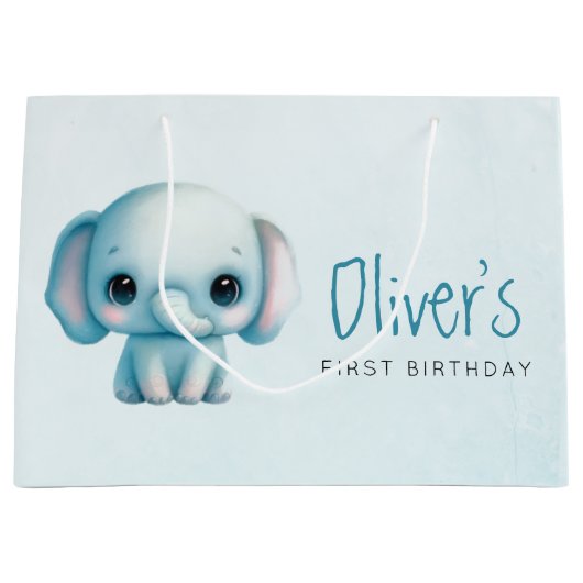 Olifant jongen 1e verjaardag groot cadeauzakje (Voorkant)