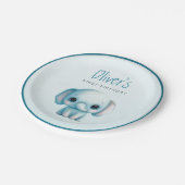 Olifant jongen 1e verjaardag papieren bordje (Gekanteld)