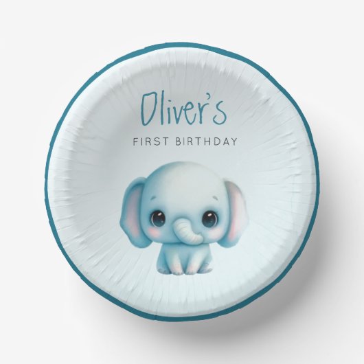 Olifant jongen 1e verjaardag papieren kommen (Voorkant)