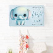 Olifant jongen 1e verjaardag spandoek (Insitu)