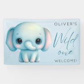 Olifant jongen 1e verjaardag spandoek (Horizontaal)