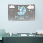 Olifant Jongen Achtergrond Maan Sterren Blauw Naam Spandoek (Beurs)