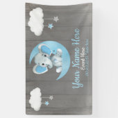 Olifant Jongen Achtergrond Maan Sterren Blauw Naam Spandoek (Verticaal)