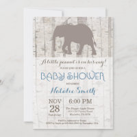 Olifant Jongen Baby Shower Uitnodiging Rustiek