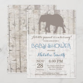 Olifant Jongen Baby Shower Uitnodiging Rustiek (Voorkant / Achterkant)