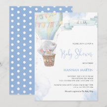 Olifant Jongen Blauwe Ballon Cute Baby Shower