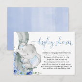 Olifant jongen blauwe bloemendisplay douche informatiekaartje (Voorkant / Achterkant)