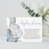 Olifant jongen blauwe bloemendisplay douche informatiekaartje (Staand voorkant)