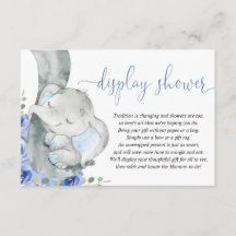 Olifant jongen blauwe bloemendisplay douche