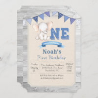 Olifant Jongen Eerste 1e Verjaardag Uitnodiging