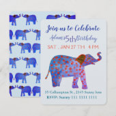 Olifant, jongen verjaardag uitnodiging (Voorkant / Achterkant)