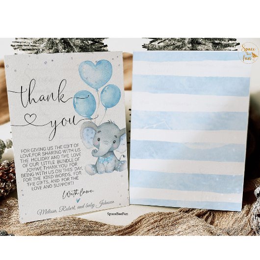 Olifant Jongens Baby Shower Safari kaart bedankt