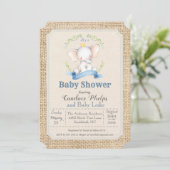 Olifant Jongens Baby Shower Uitnodiging (Staand voorkant)