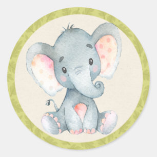 Olifant Jungle Dieren Baby Shower Favor Sticker