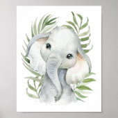 Olifant, Jungle Dieren, Safari Dieren, Palm Poster (Voorkant)