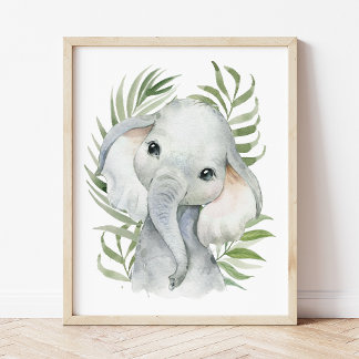 Olifant, Jungle Dieren, Safari Dieren, Palm Poster