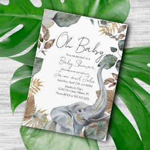 Olifant Jungle Wild Details Baby Shower Kaart