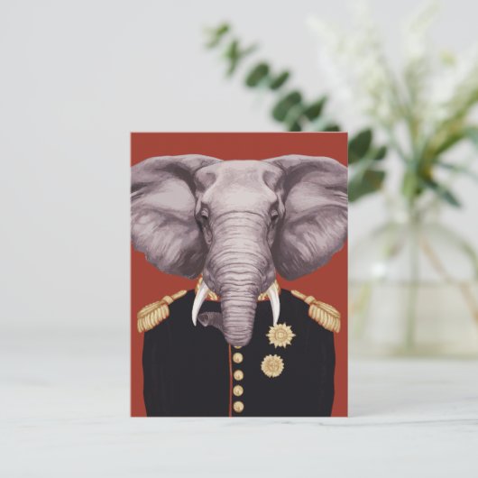 Olifant Kapitein Briefkaart (Staand voorkant)