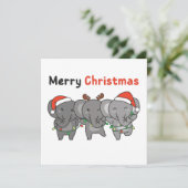 Olifant Kerst Dieren Olifanten Blij Uitnodiging (Staand voorkant)
