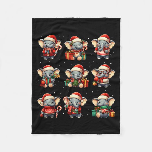 Olifant Kerst Grappige Olifant Liefhebber Pyjama H Fleece Deken (Voorkant)