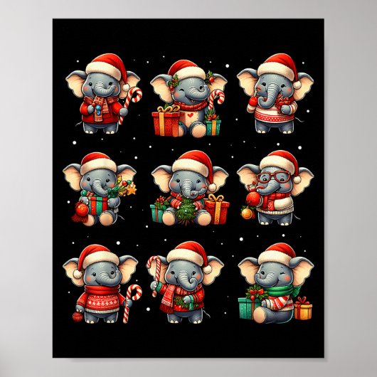 Olifant Kerst Grappige Olifant Liefhebber Pyjama H Poster (Voorkant)