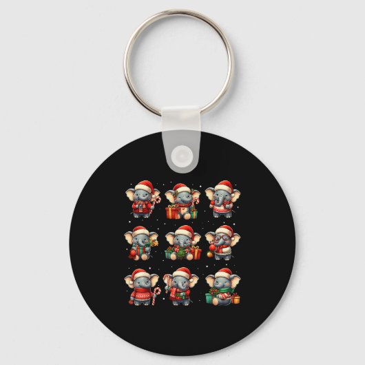 Olifant Kerst Grappige Olifant Liefhebber Pyjama H Sleutelhanger (Voorkant)