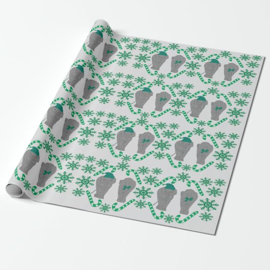 Olifant kerst groen inpakpapier (Uitgerold)