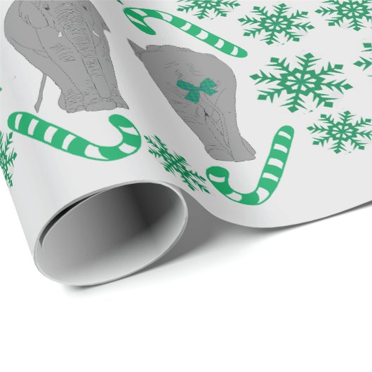 Olifant kerst groen inpakpapier (Rol Hoek)