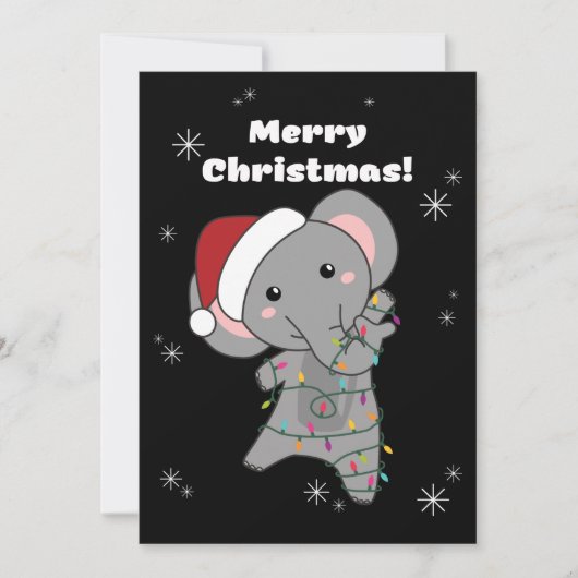 Olifant Kerst Sneeuw Winter Dieren Olifanten Feestdagenkaart (Voorkant)